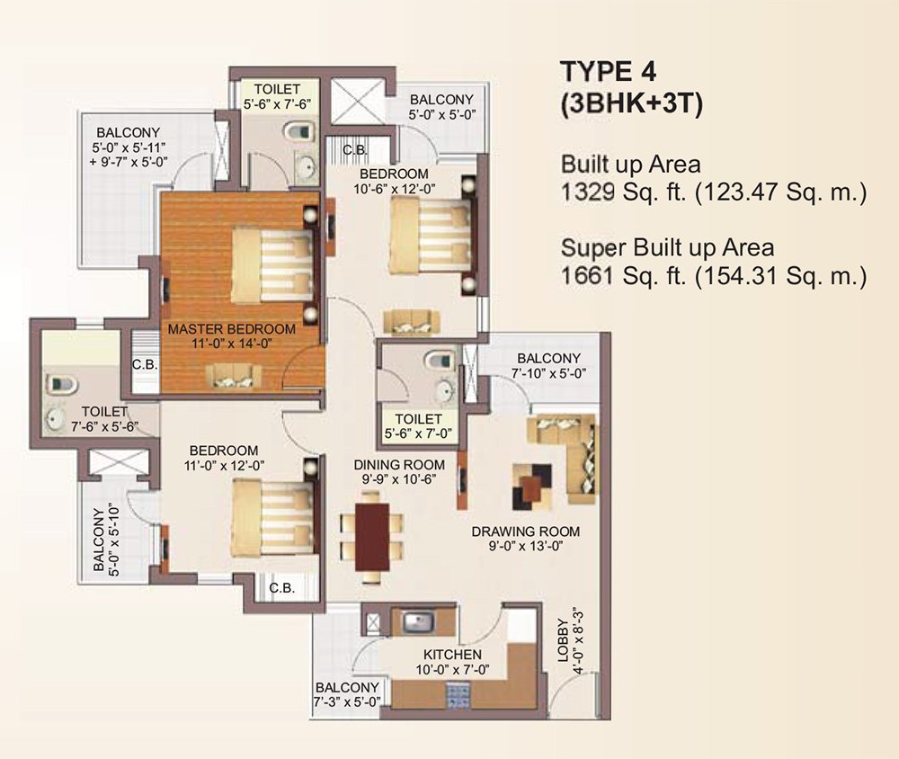 RG Luxury Homes 3BHK+3T